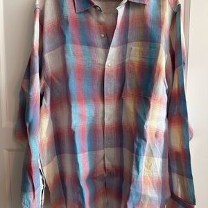 Tommy Bahama Vibrant Plaid Button Down Shirt XL